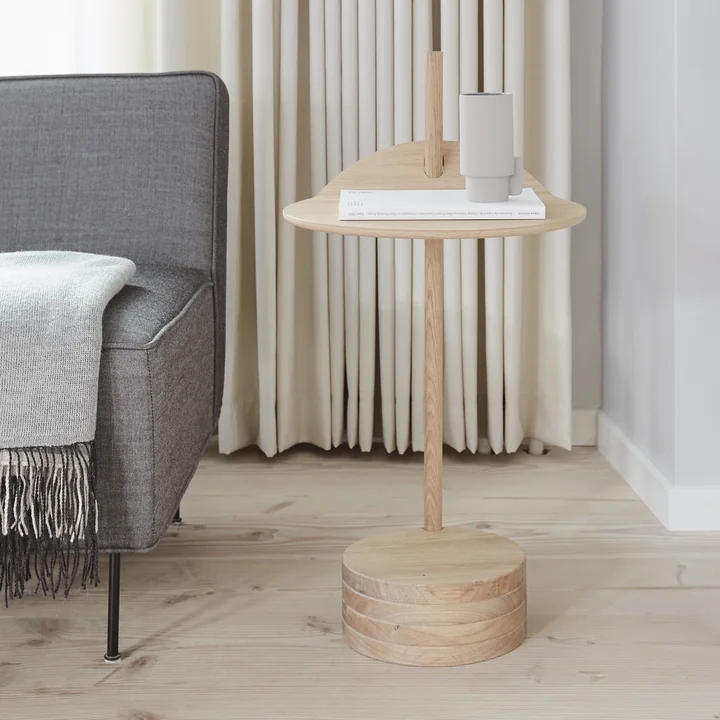 Stilk side table, white pigmented oak from Form & Refine