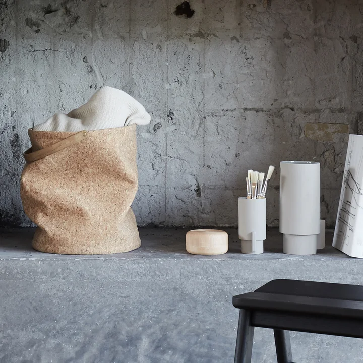 Nest waste paper basket, cork by Form & Refine