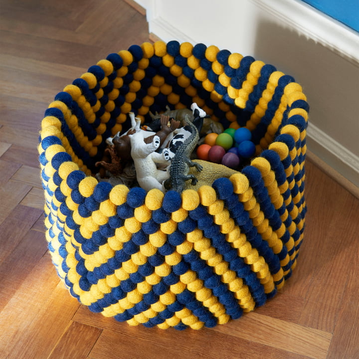 Bead Storage basket, Ø 40 x H 27 cm, herringbone pattern yellow by Hay.