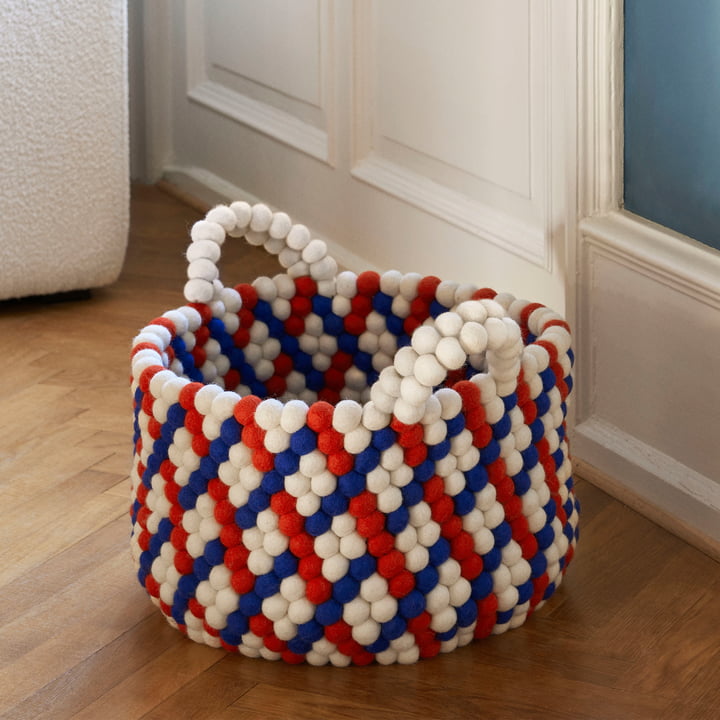 Bead Storage basket with handles, Ø 40 x H 27 cm, wicker red by Hay.