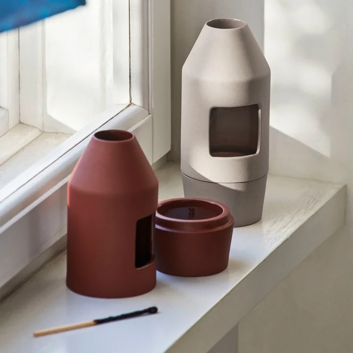 Chim Chim fragrance diffuser, Ø 6.5 x H 14.5 cm, dark terracotta and beige by HAY.