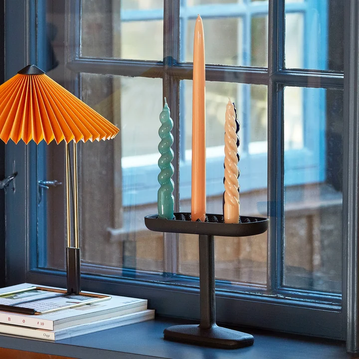 Spiral Stick candles H 19 cm - Conical stick candles H 33 cm - Fonte candle holder by HAY.