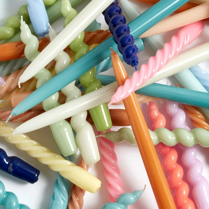 Spiral Stick candles H 19 cm - Conical stick candles H 33 cm from HAY.