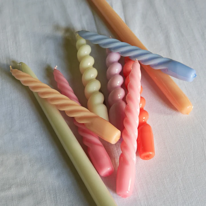 Spiral Stick candles H 19 cm - Conical stick candles H 33 cm from HAY.