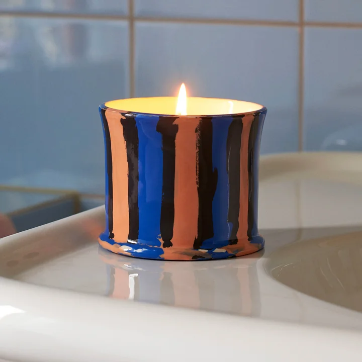 Stripe scented candle, Ø 10 x H 8.5 cm, mint leaf from HAY .
