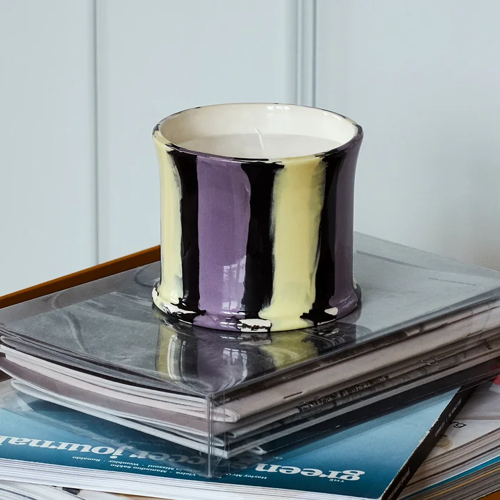 Stripe scented candle, Ø 10 x H 8.5 cm, fig leaf by HAY .
