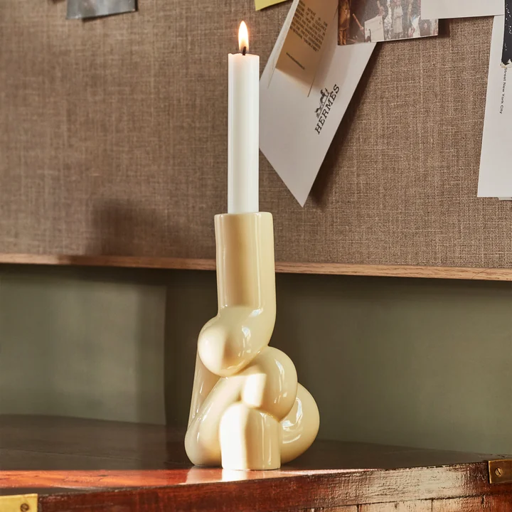 W & S Soft candle holder, Ø 9.5 x H 18 cm, soft yellow by HAY .
