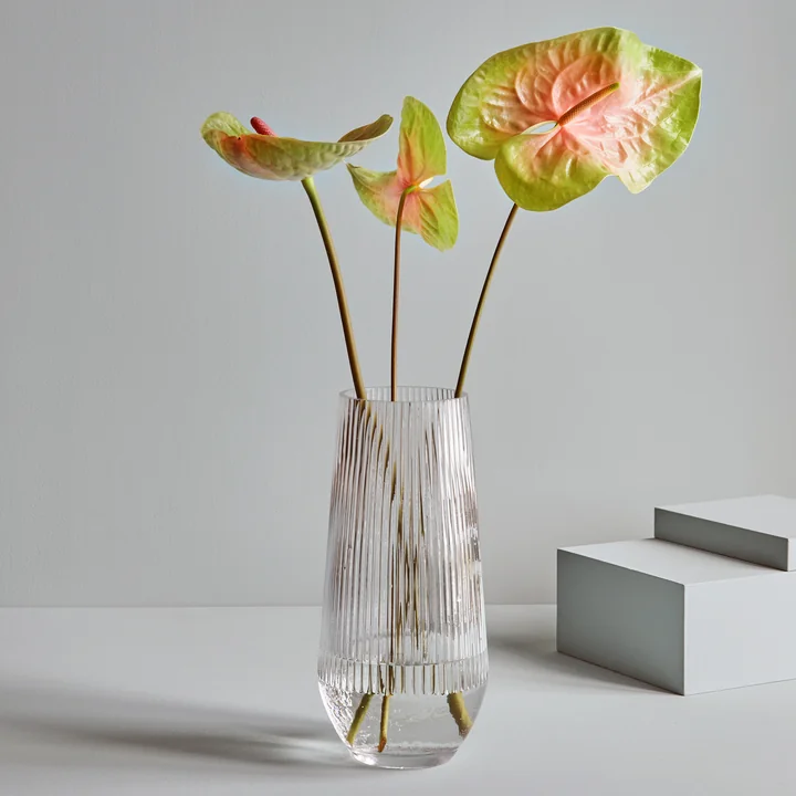 Classic Vase Ø 14,5 x H 29 cm, transparent decorated with a sea blossom