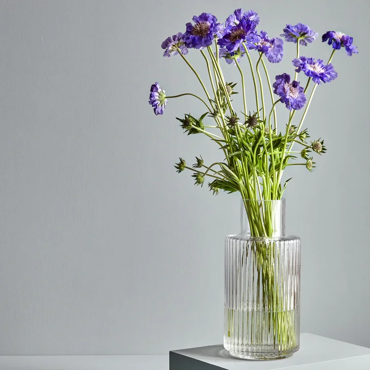 The Ripple vase from Collection with blue flowers