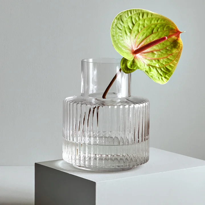 Ripple Vase Ø 17 x H 21 cm, transparent from Collection with water lily