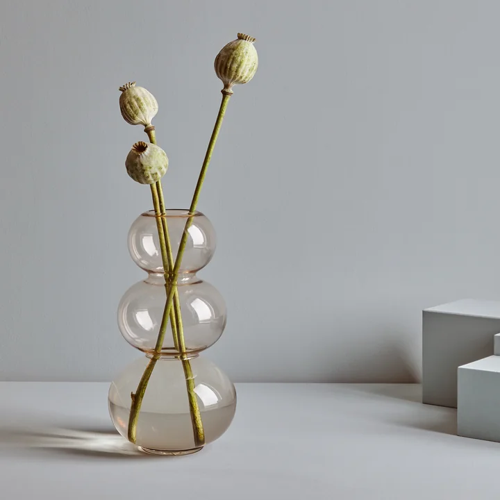 Sphere Vase 3 ball Ø 18,5 H 33,5 cm, brown with decoration