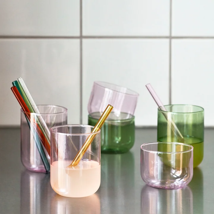 The Sip drinking straws and Tint drinking glasses from HAY