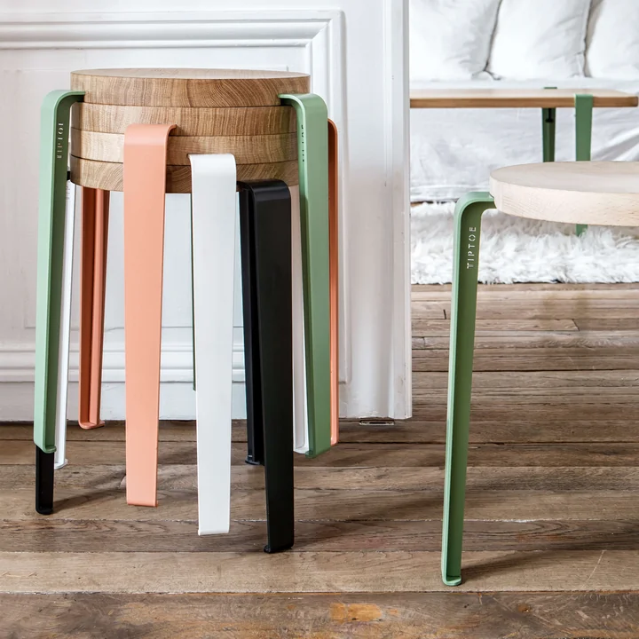 The LOU stool stool, oak stacked