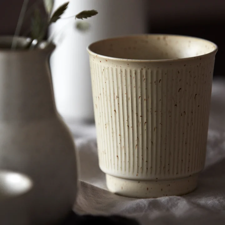 Mug Berica, H 97 mm, beige from House Doctor on the dining table