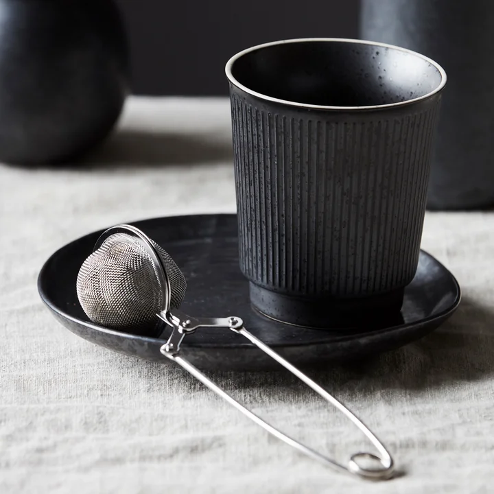 Berica mug, H 97 mm, black by House Doctor while enjoying tea