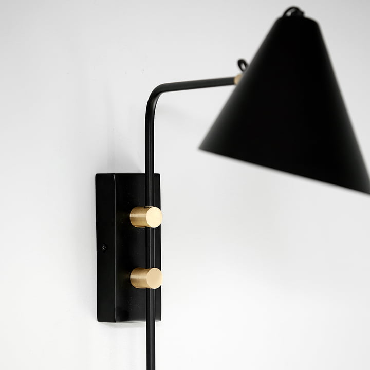 Double wall light, Club, black & brass, H42cm, L81cm - House Doctor