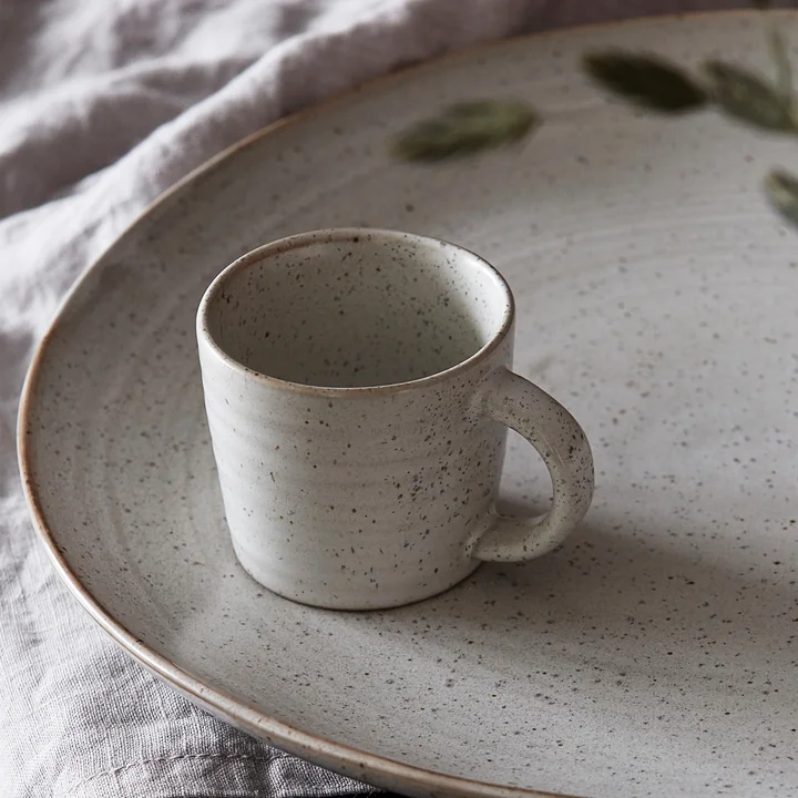 Mug with handle Pion, gray / white by House Doctor rustic setting