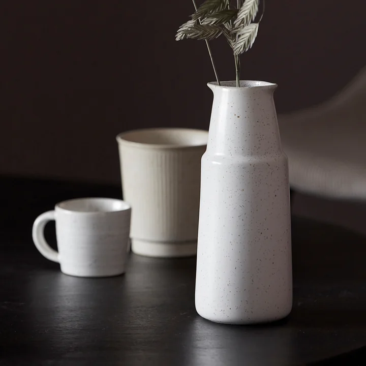 Jug Pion, H 18 cm, gray / white as a flower vase