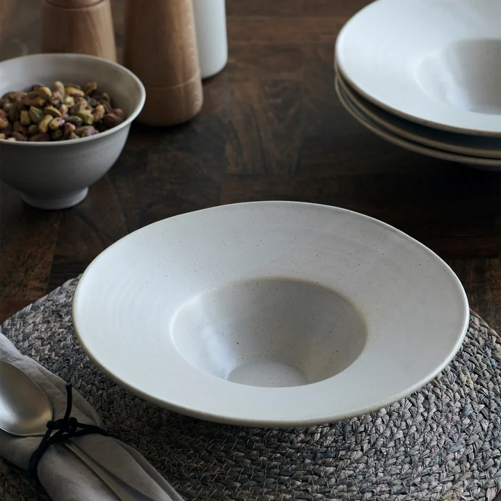 The bowl / pasta plate, Pion, Ø 25 cm, gray / white by House Doctor on the dining table