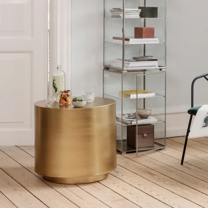 The Step side table, Ø 50 x H 45.7 cm, brass by House Doctor in a bright reading corner