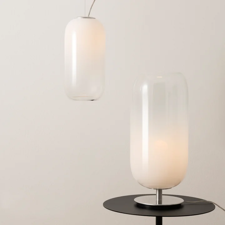 Gople pendant lamp and table lamp in an ensemble
