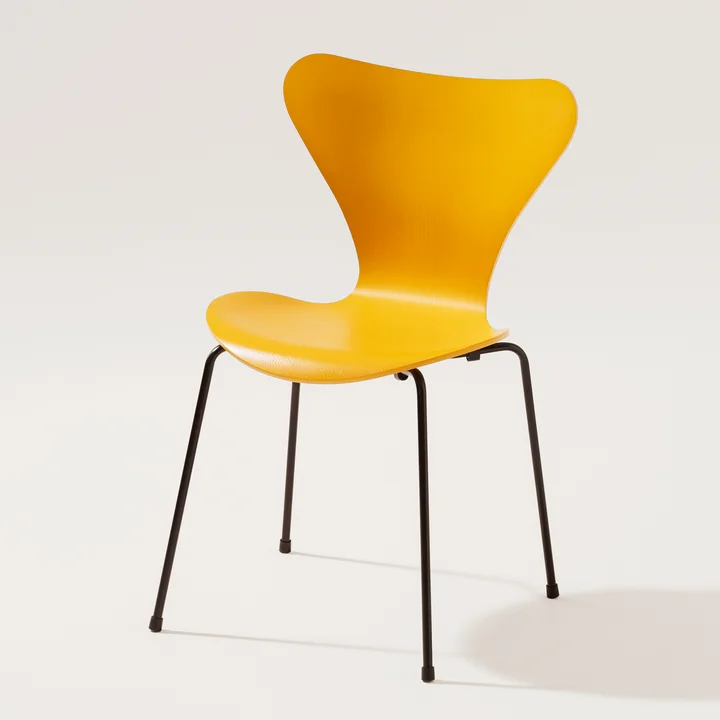 Series 7 chair from Fritz Hansen in ash dyed true yellow / black frame