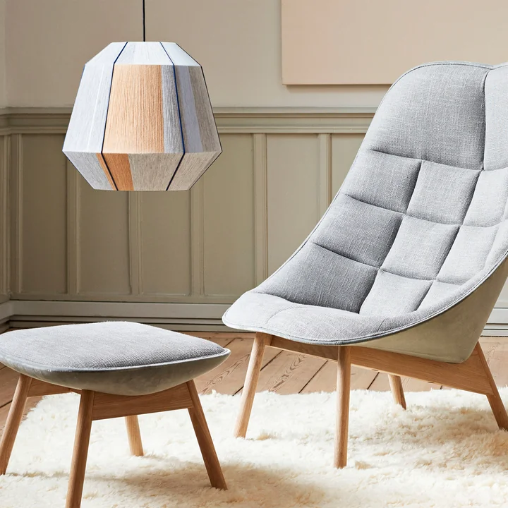 The Bonbon lampshade L, Ø 50 x H 46 cm, earth tones by HAY over a cozy seating area