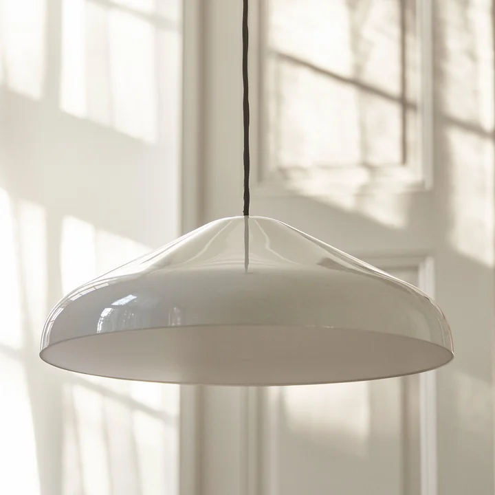 The Pao Steel pendant lamp, Ø 47 x H 16.25 cm, cream by HAY in a bright room