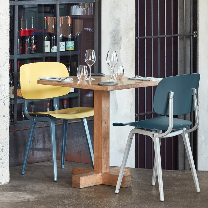 The Revolt Chair by HAY at a table for two in the wine cellar