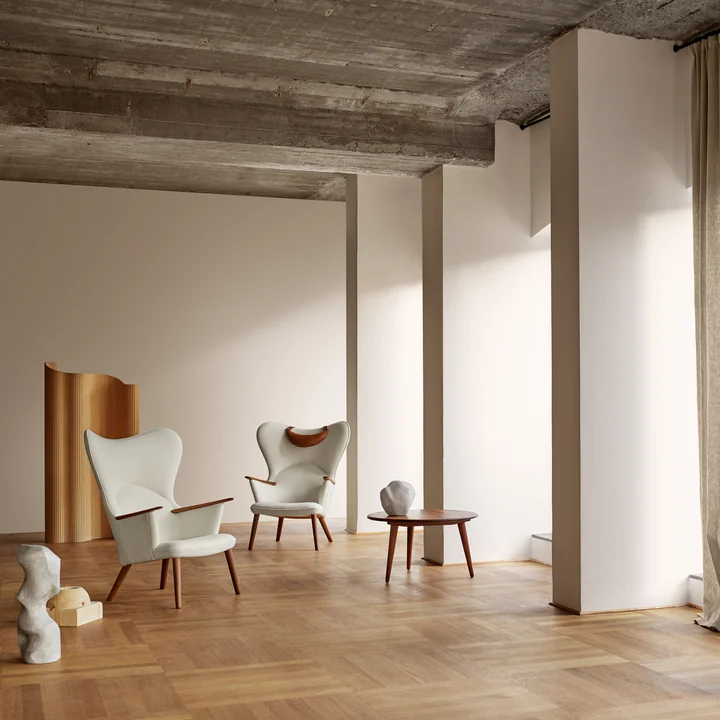 The CH78 Mama Bear Lounge Chair of Carl Hansen in a wide space with high ceilings