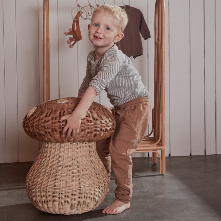 The Mushroom storage basket from OYOY in use in the children's room