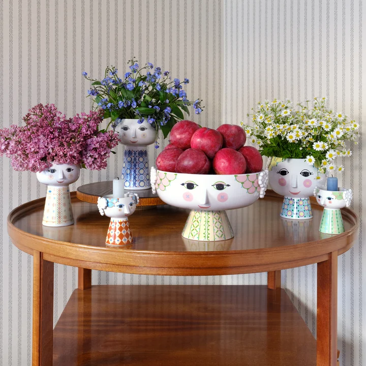 Various Eva vases from Bjørn Wiinblad in an ensemble