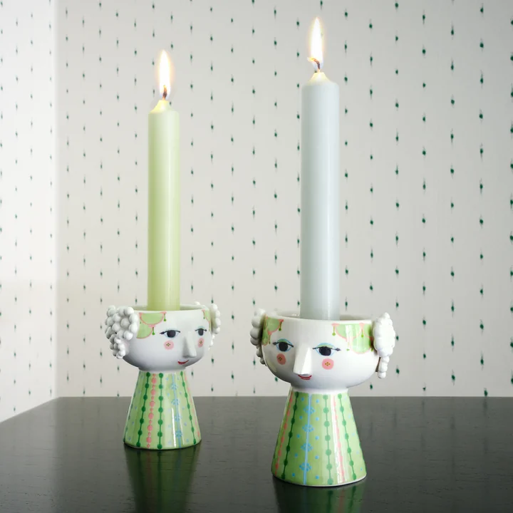 Eva Candlestick, light green from Bjørn Wiinblad