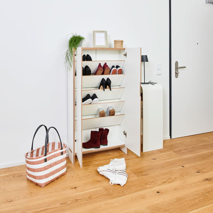 flachmann Shoe cupboard with its compact version in the hallway