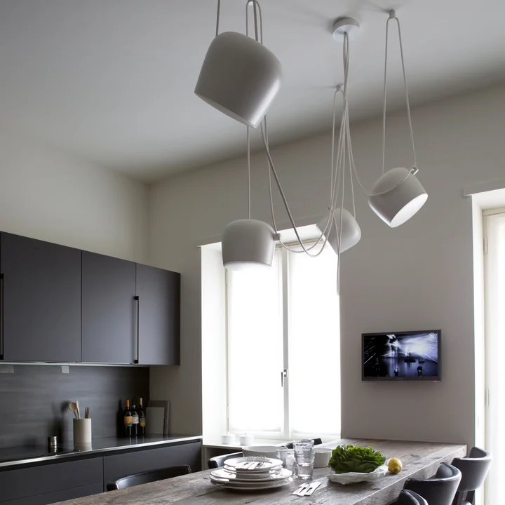 The AIM LED pendant light from Flos in the kitchen