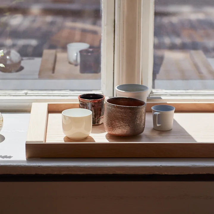 The No. 10 Tray from Skagerak as a shelf for cups and mugs