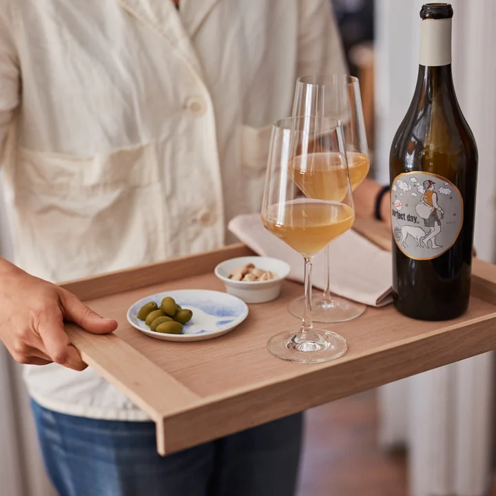The No. 10 Tray from Skagerak for transporting wine, wine glasses and appetizers