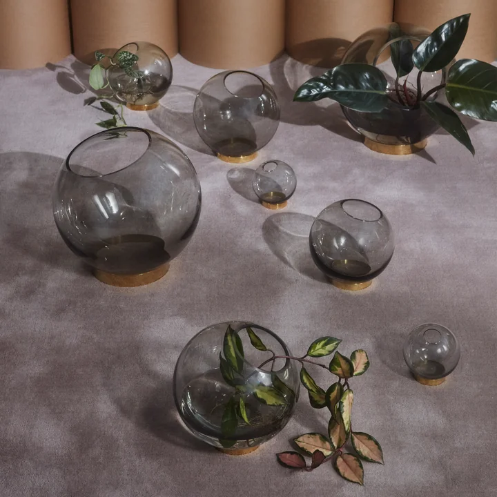 The Globe vase of AYTM in black in its different sizes