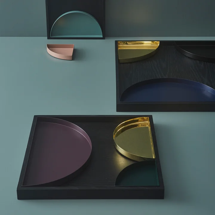 The Unity wooden tray from AYTM in combination with various colorful Unity trays