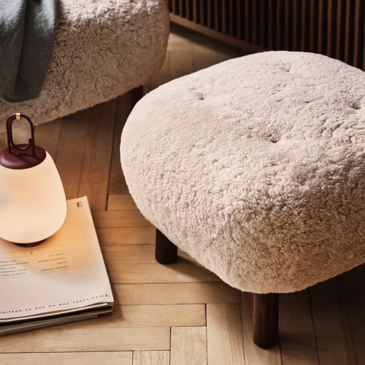 The pouf ATD1 from & Tradition on a wooden parquet floor