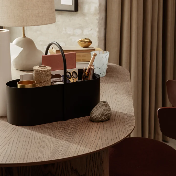 The Grib Toolbox from Ferm Living with office supplies on a wooden table