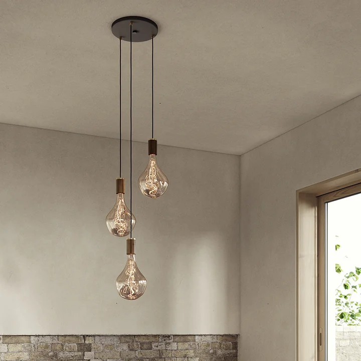 Stylish pendant brass and wood