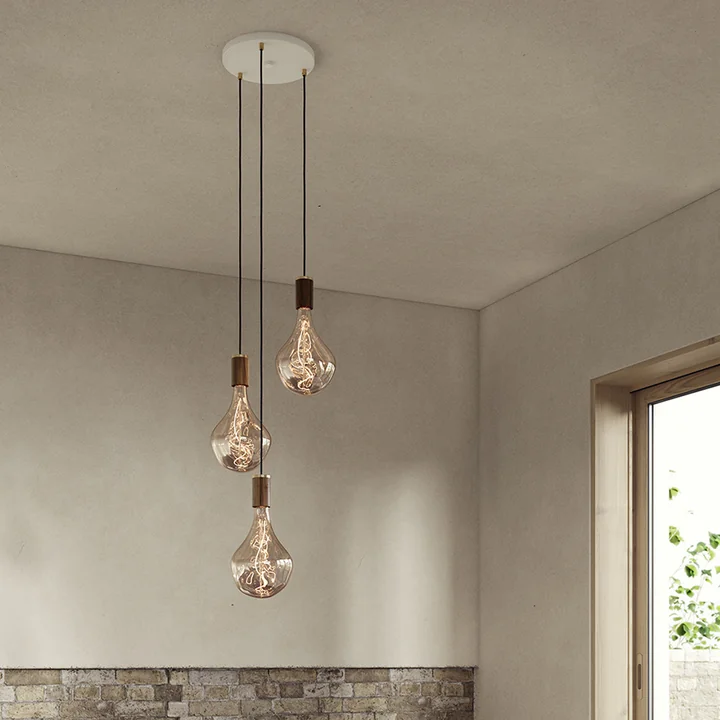 Stylish pendant brass and wood