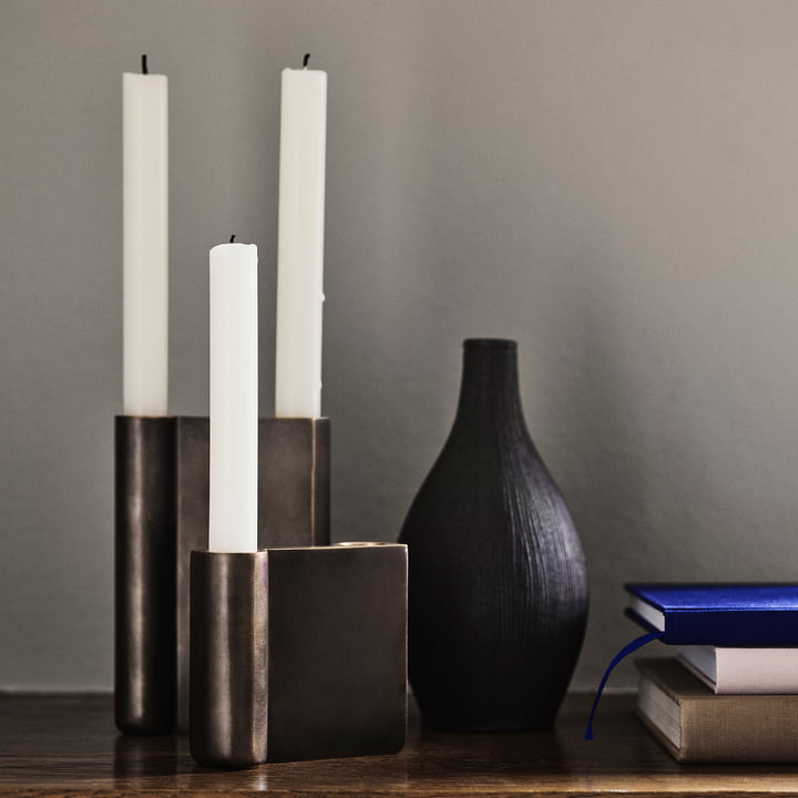 The Collect candleholder from & Tradition in its different sizes with white candles