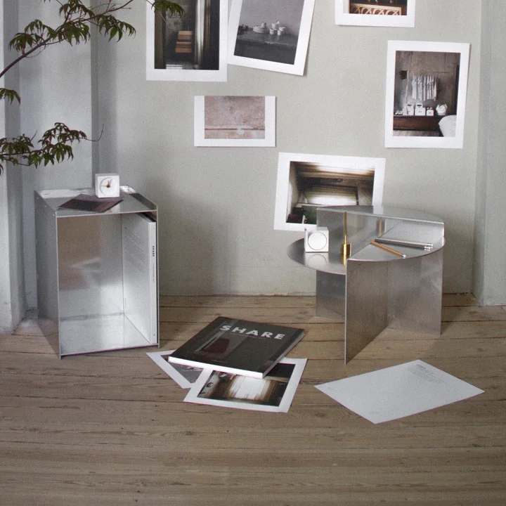 Rivet and Rivet Box Side tables in the living room