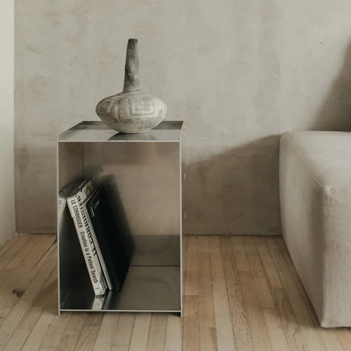 The Rivet Box side table with decoration