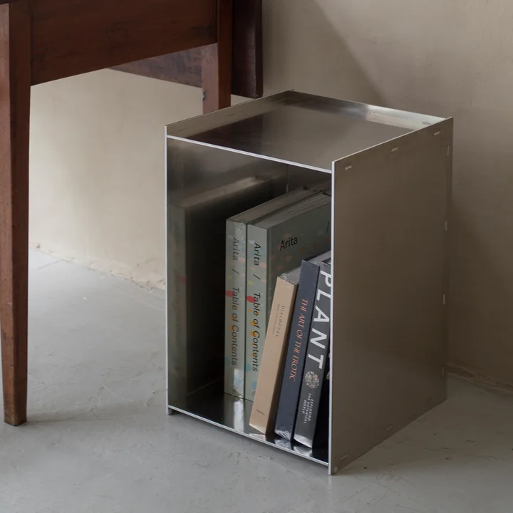 The Rivet Box side table as bookcase