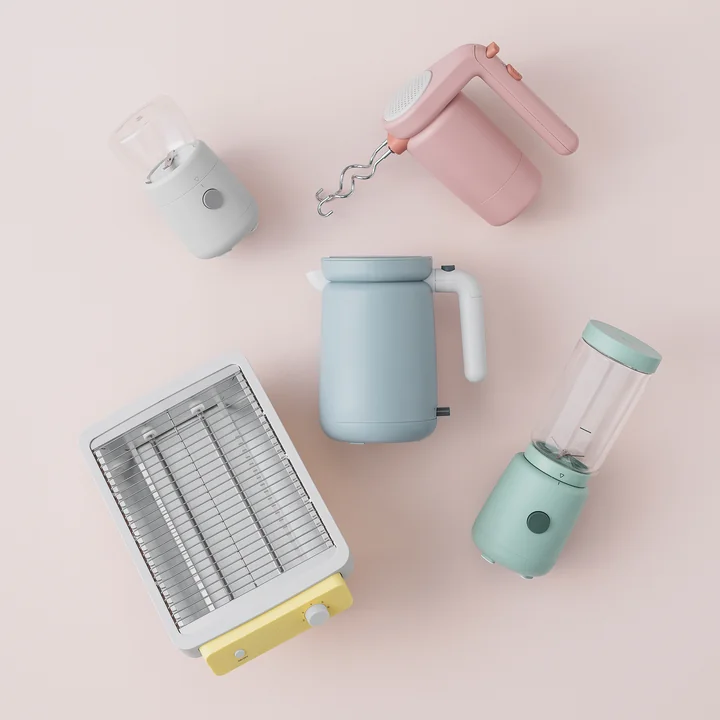 The Foodie kitchen appliances from Rig-Tig by Stelton are characterised by delicate colours and soft shapes.