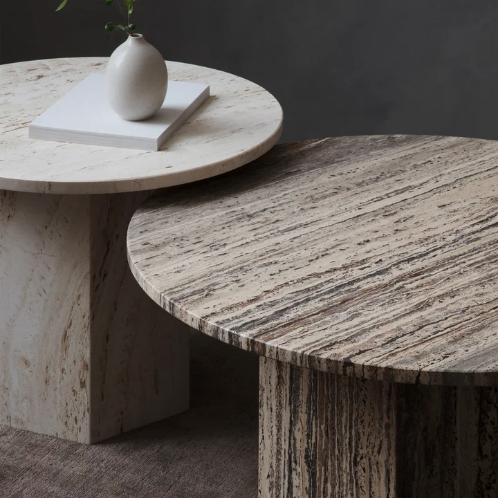 Stylish coffee table made of travertine stone