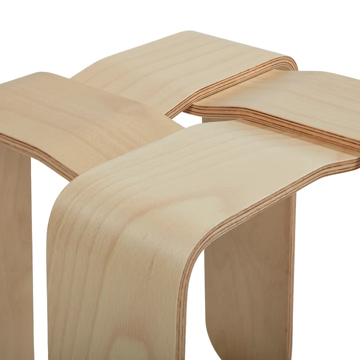 The Criss Cross stool from Frederik Roijé consists of only four wooden strips